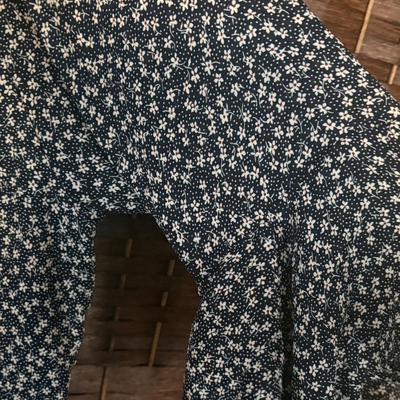 Chaps Navy Blue Floral Peasant Blouse - Picture 5 of 7